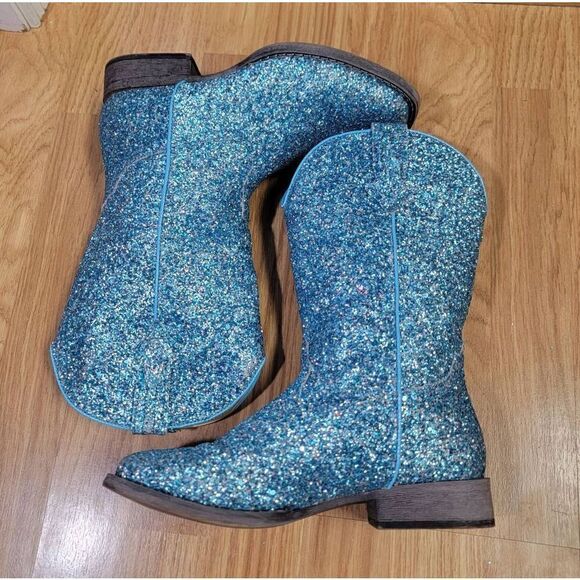 Ropper Blue Multi-Glitter Vamp Shaft Boots 5 - Picture 5 of 7
